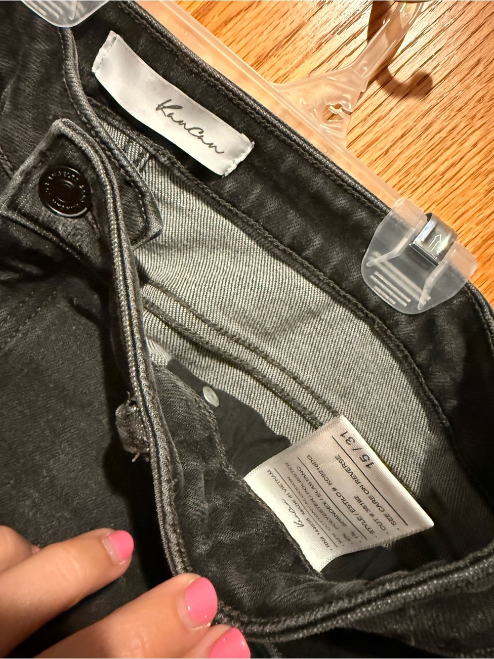 Kancan skinny black jeans raw hem size 15